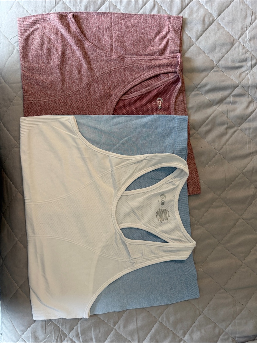 Women’s copper Charged Tank Tops- White/Blue Ombré & Dusty Rose (2-Pack)
